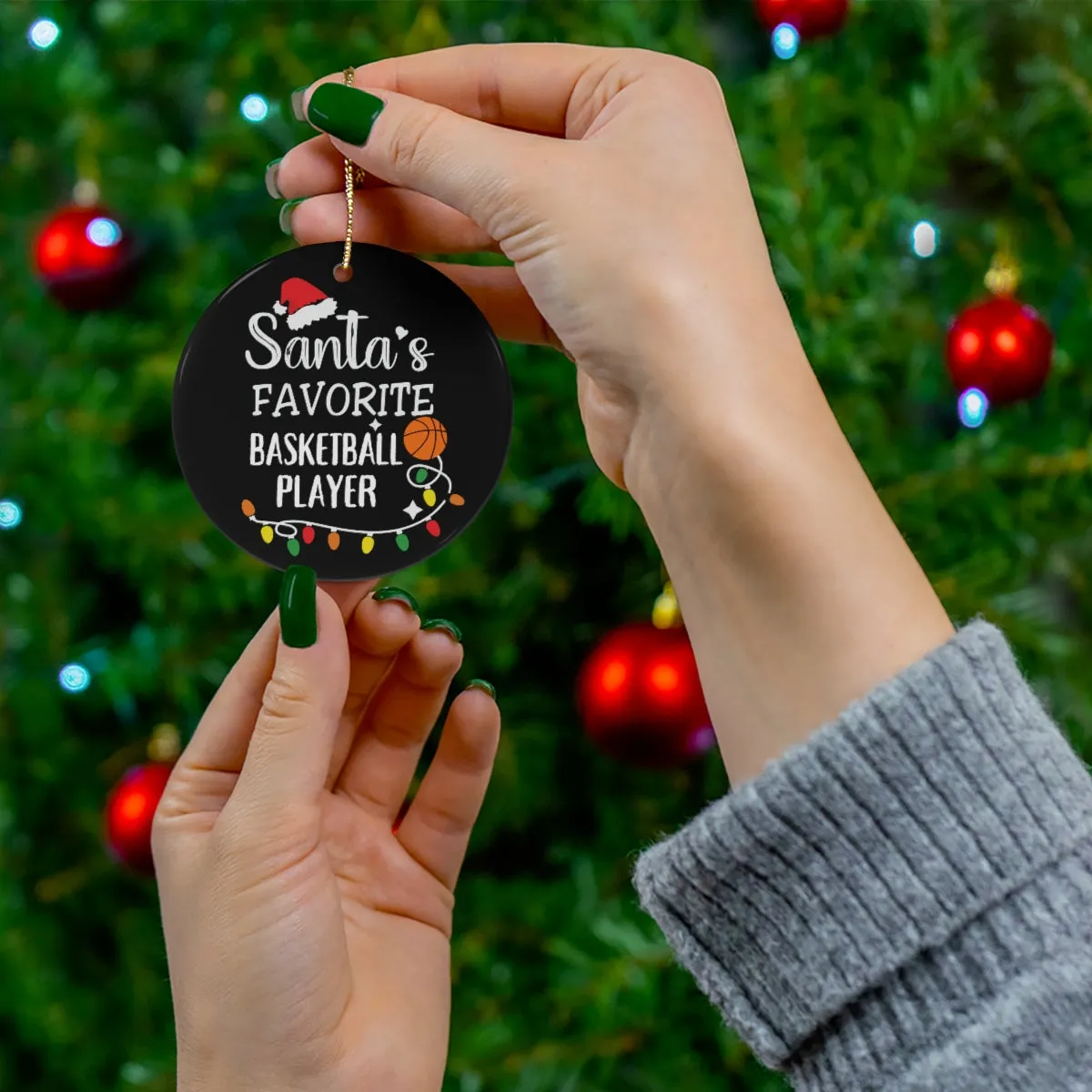 Basketball Ornament, Santa's Favorite Basketball Player, Christmas Ceramic Basketball Christmas Tree Ornament for Basketball Players
