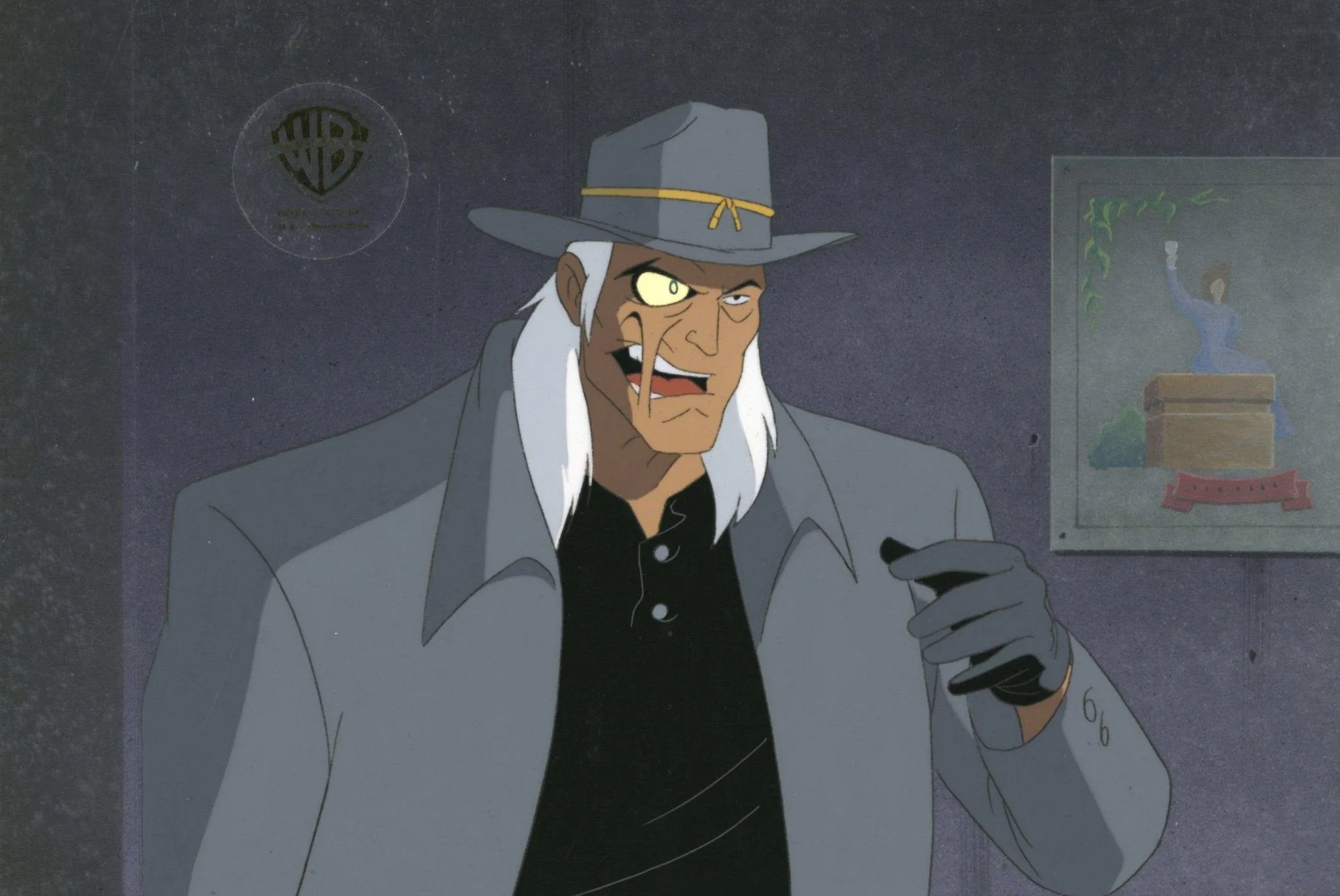 Batman The Animated Series Original Production Cel On Original Background: Jonah Hex