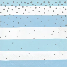 Bulk Blue and Silver Celebration Luncheon Napkins (192 per Case)