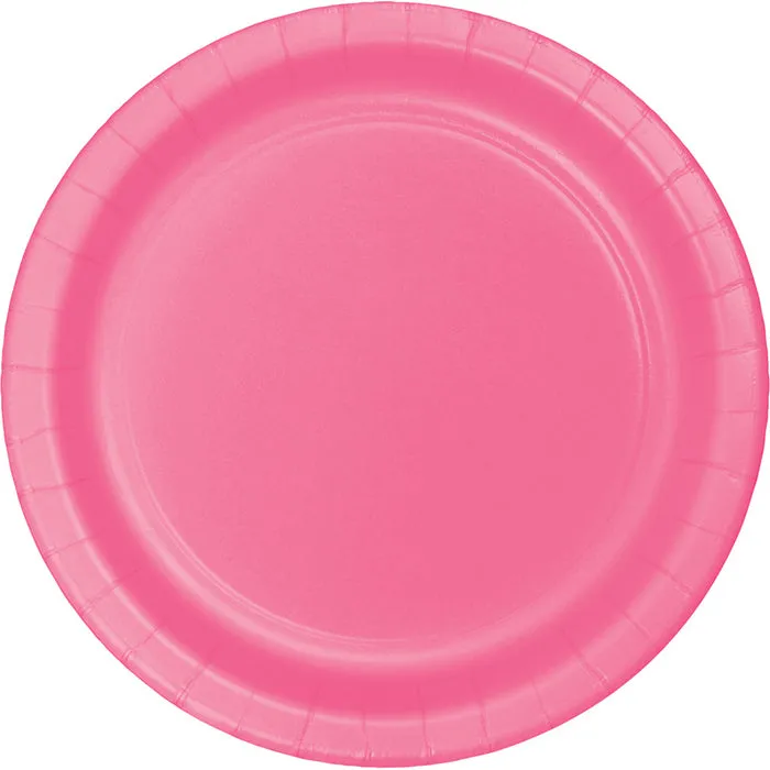 Bulk Candy Pink Value Friendly Paper Dessert Plates (96 per Case)