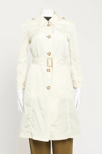 Cream Nylon Preowned Trench Coat