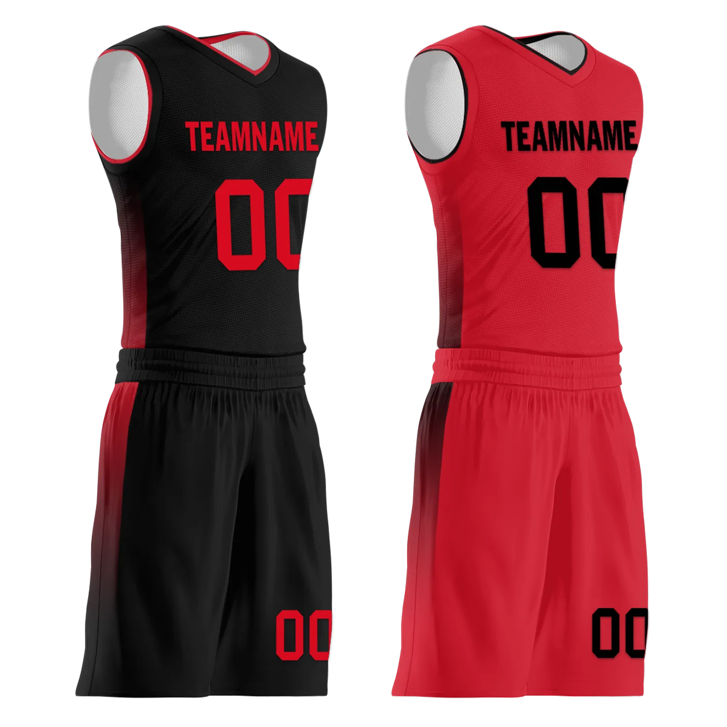 Custom Black Red Classic Style Reversible Basketball Uniform Personalized BBJR-D017018
