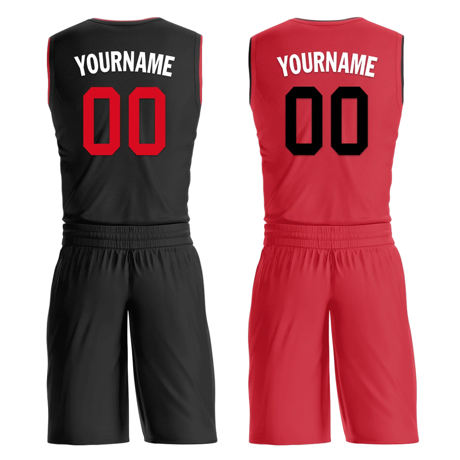 Custom Black Red Classic Style Reversible Basketball Uniform Personalized BBJR-D017018