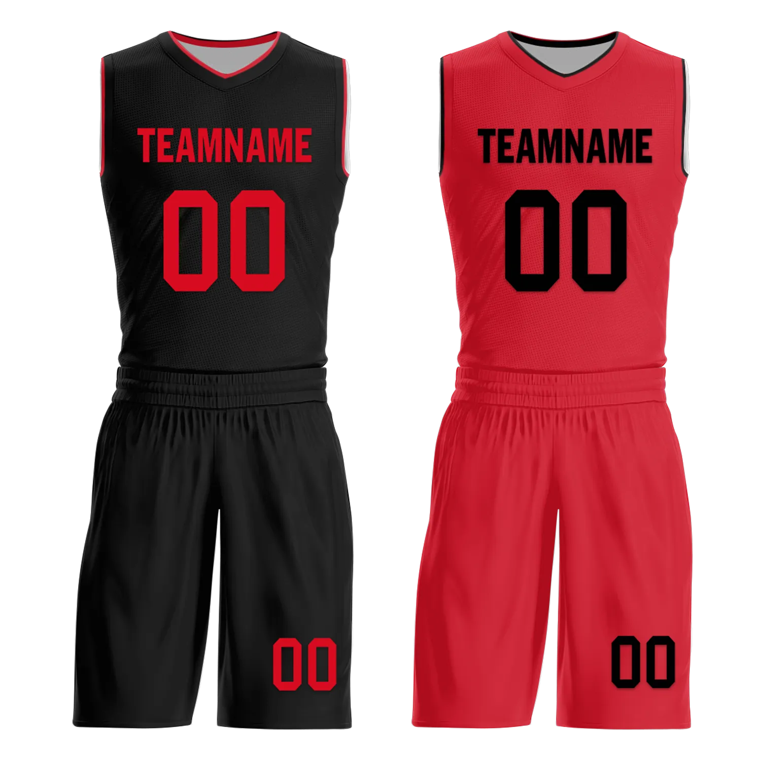 Custom Black Red Classic Style Reversible Basketball Uniform Personalized BBJR-D017018