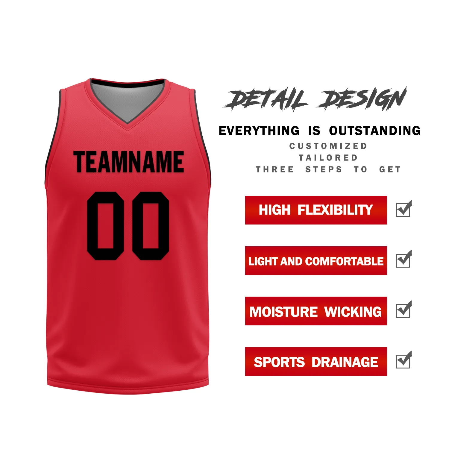 Custom Black Red Classic Style Reversible Basketball Uniform Personalized BBJR-D017018