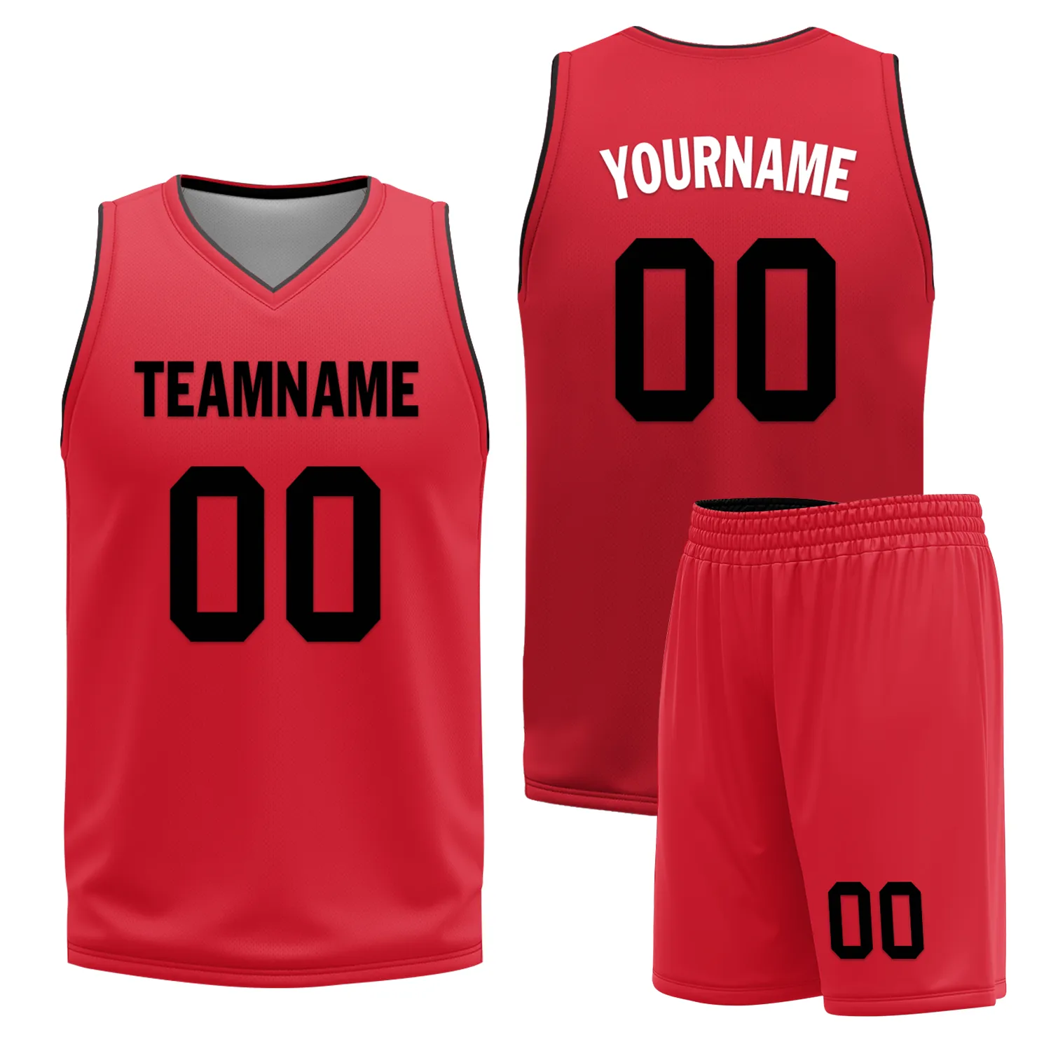 Custom Black Red Classic Style Reversible Basketball Uniform Personalized BBJR-D017018