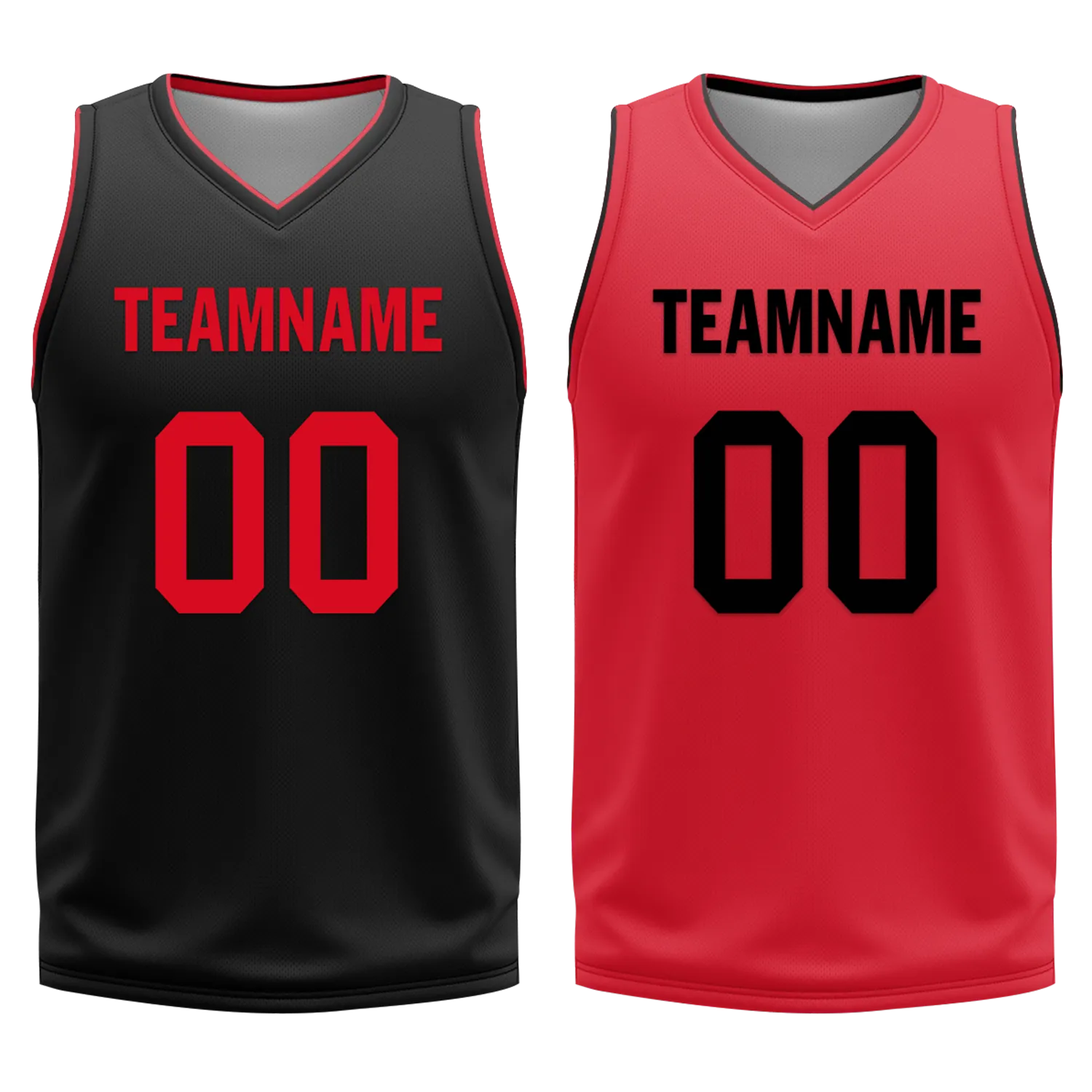 Custom Black Red Classic Style Reversible Basketball Uniform Personalized BBJR-D017018