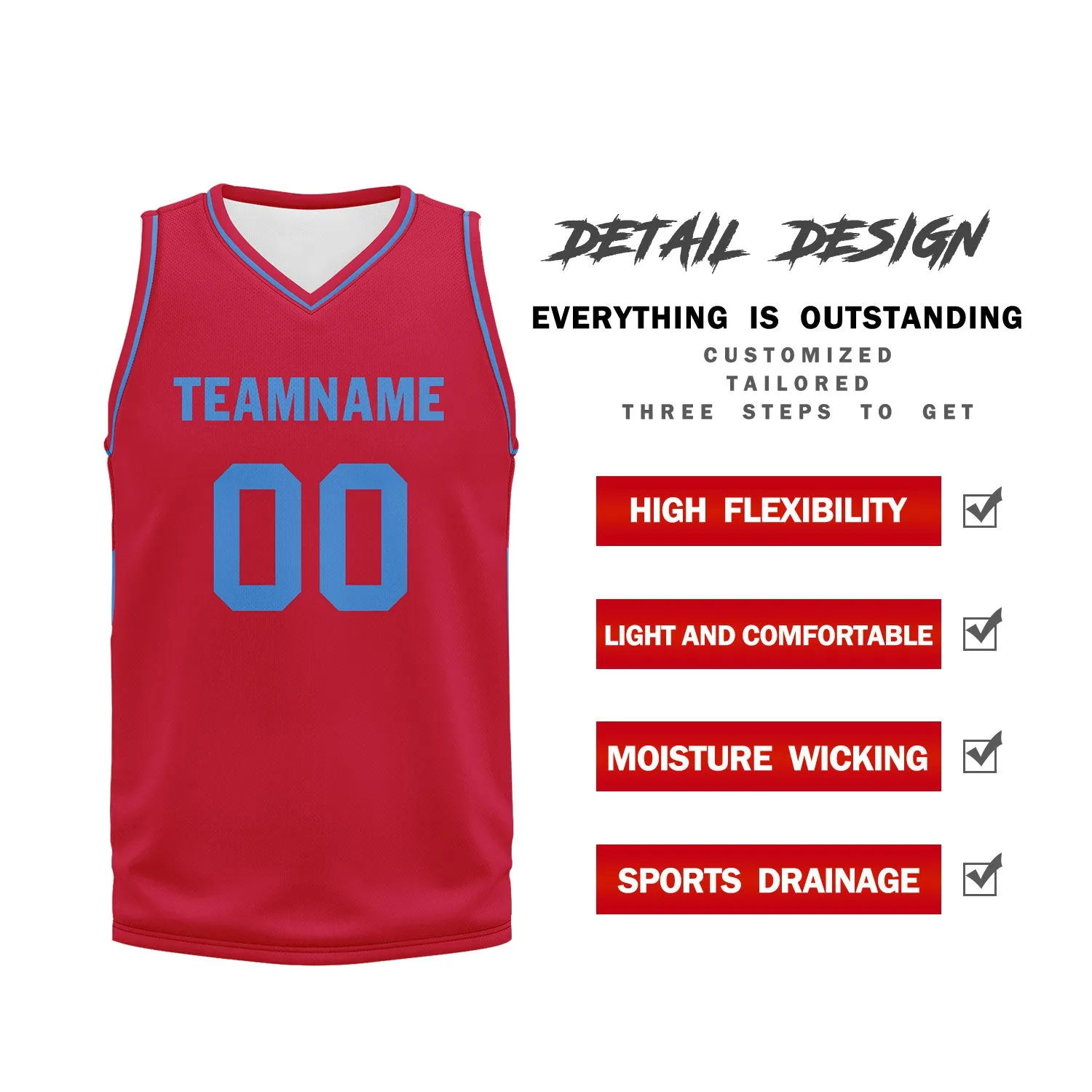 Custom Red Classic Style Sports Uniform Basketball Jersey BBJ01-D020105-23