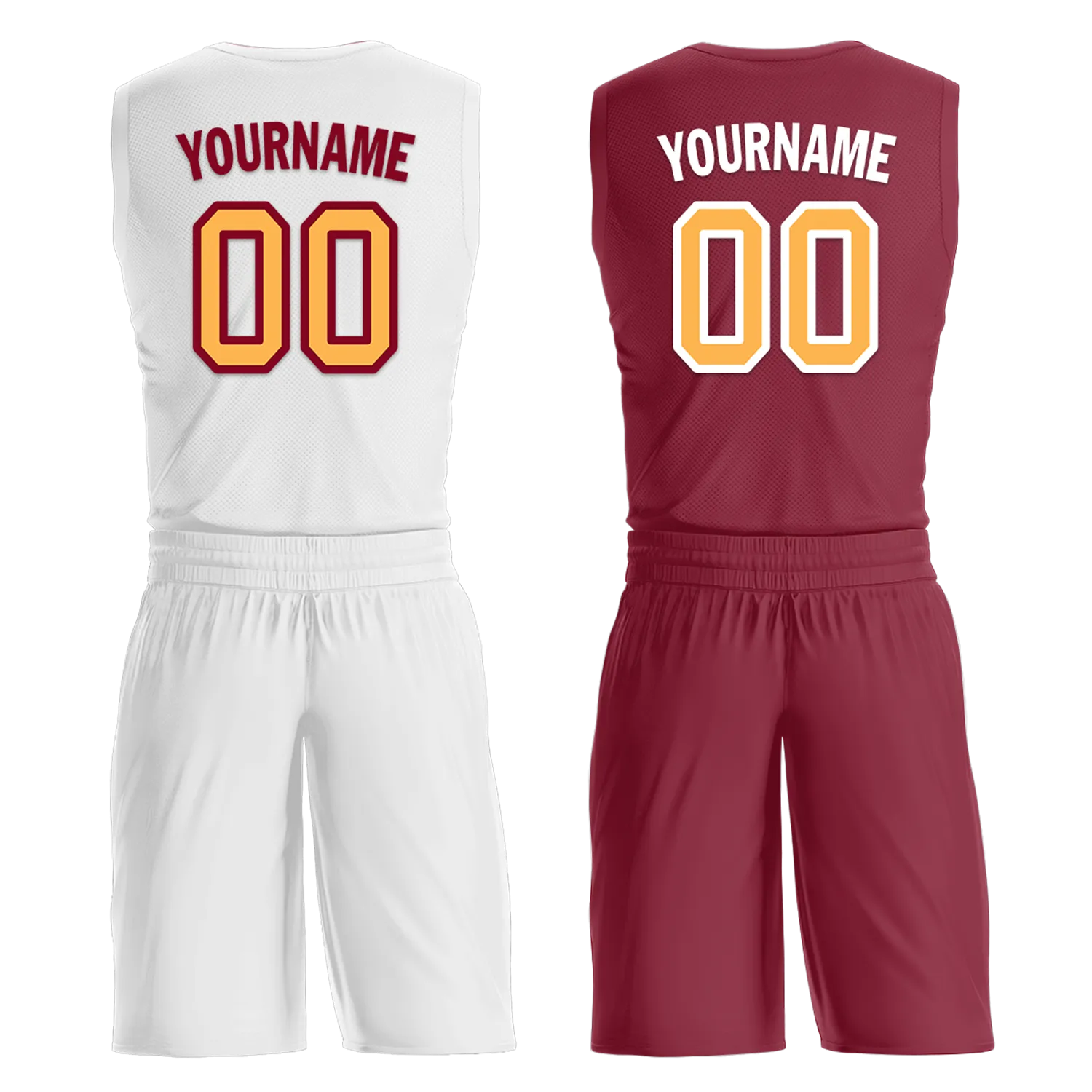 Custom White Red Classic Style Reversible Basketball Uniform Personalized BBJR-D017012
