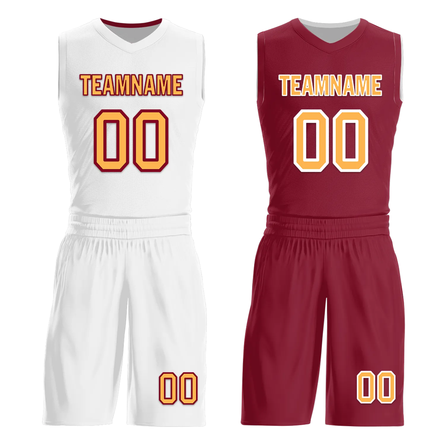 Custom White Red Classic Style Reversible Basketball Uniform Personalized BBJR-D017012