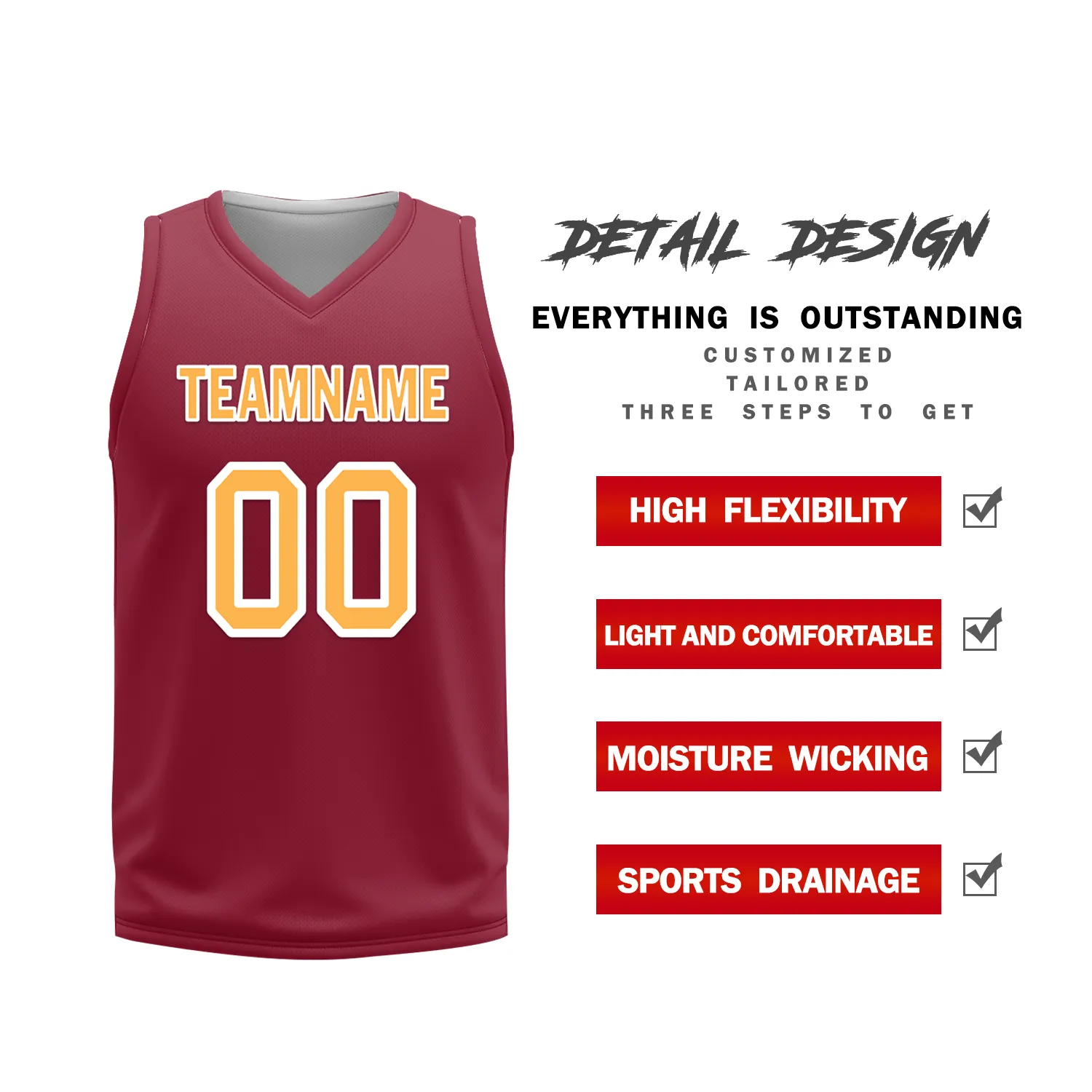 Custom White Red Classic Style Reversible Basketball Uniform Personalized BBJR-D017012