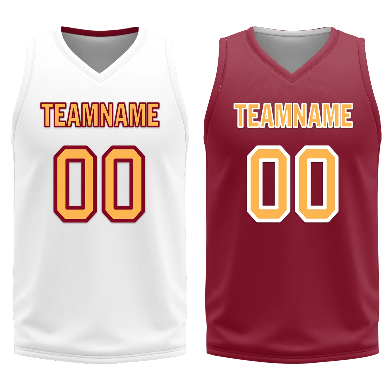 Custom White Red Classic Style Reversible Basketball Uniform Personalized BBJR-D017012