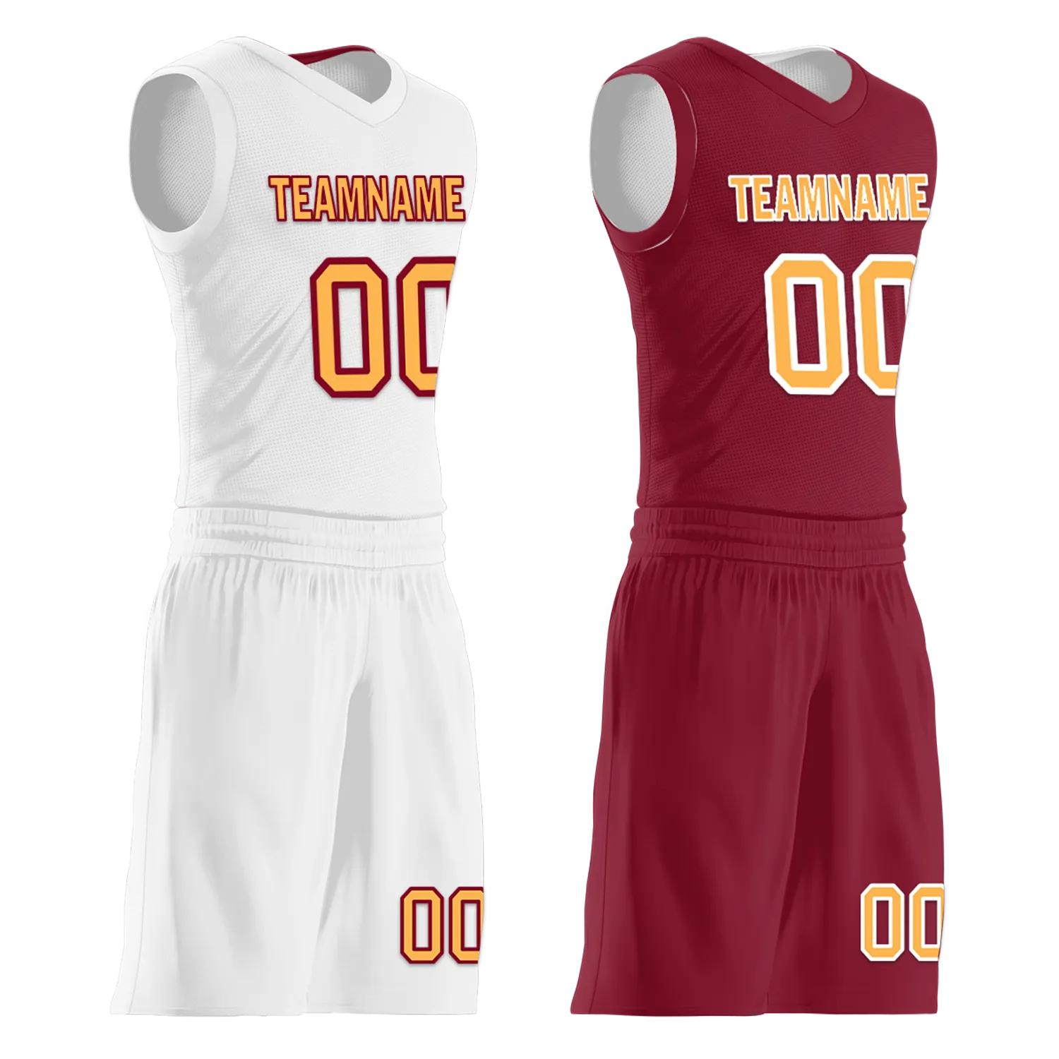Custom White Red Classic Style Reversible Basketball Uniform Personalized BBJR-D017012