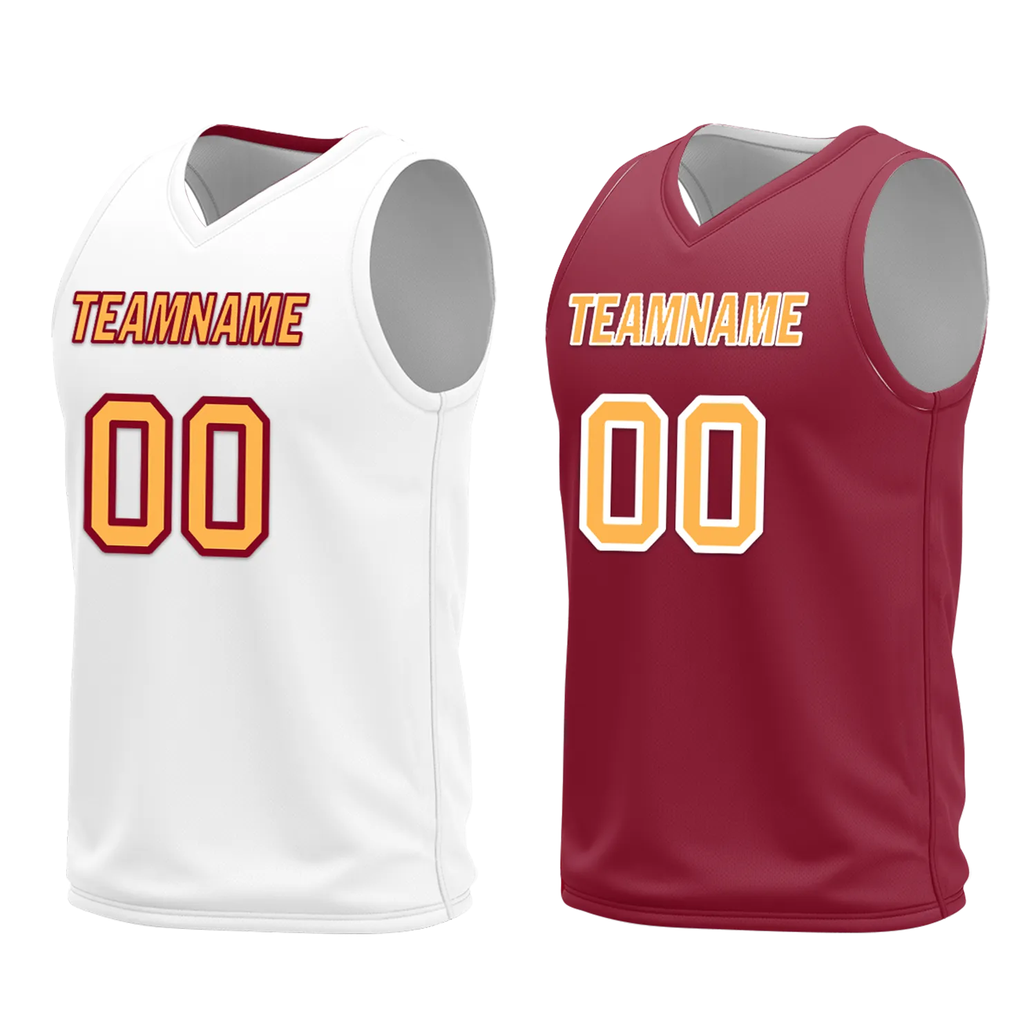 Custom White Red Classic Style Reversible Basketball Uniform Personalized BBJR-D017012