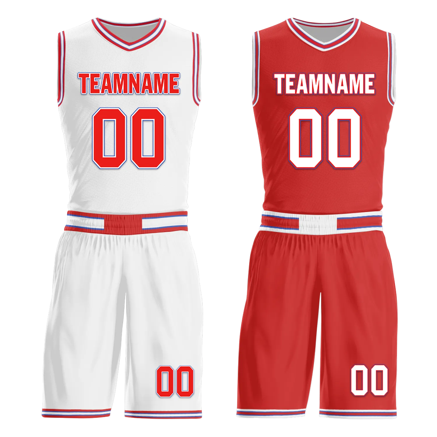 Custom White Red Classic Style Reversible Basketball Uniform Personalized BBJR-D017041