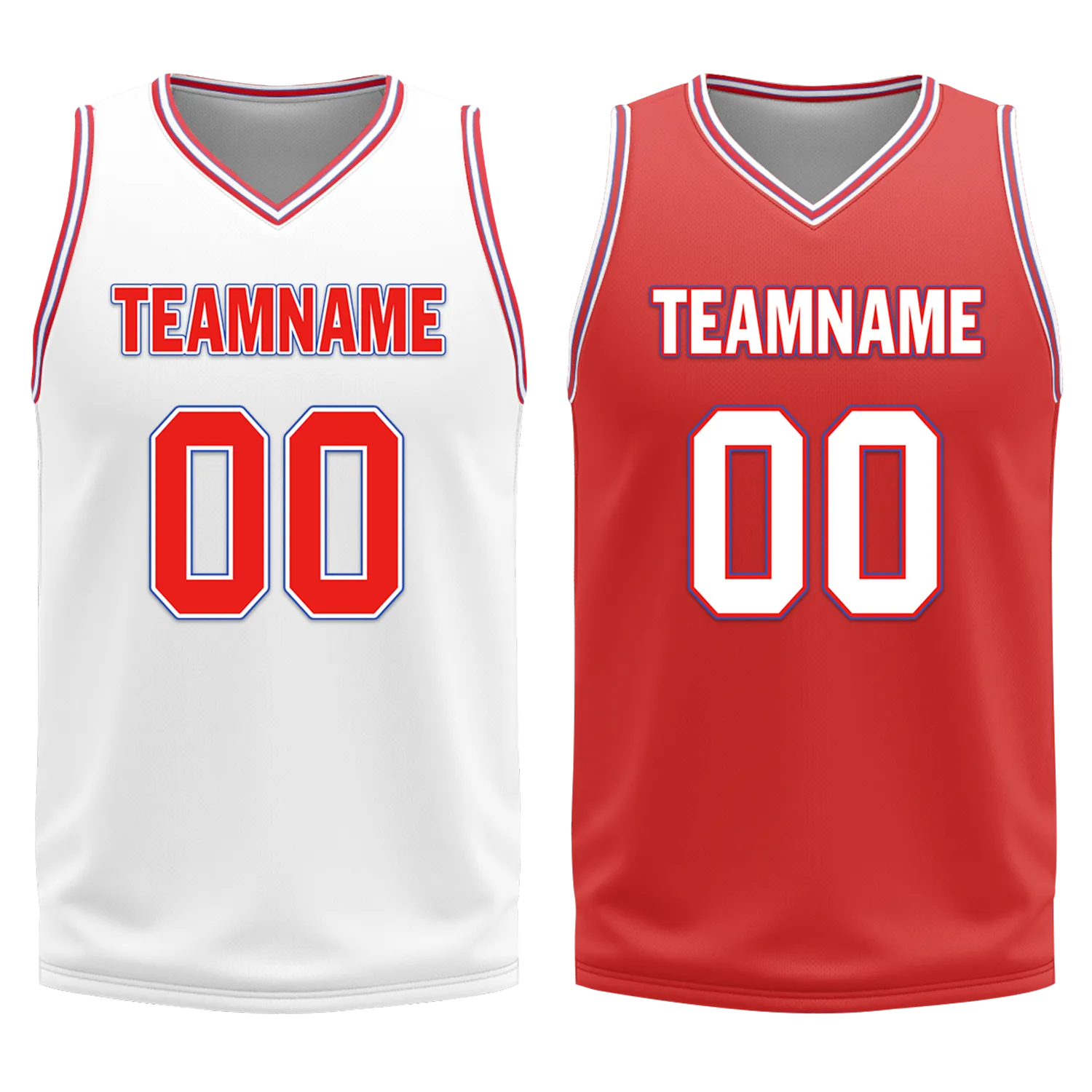 Custom White Red Classic Style Reversible Basketball Uniform Personalized BBJR-D017041