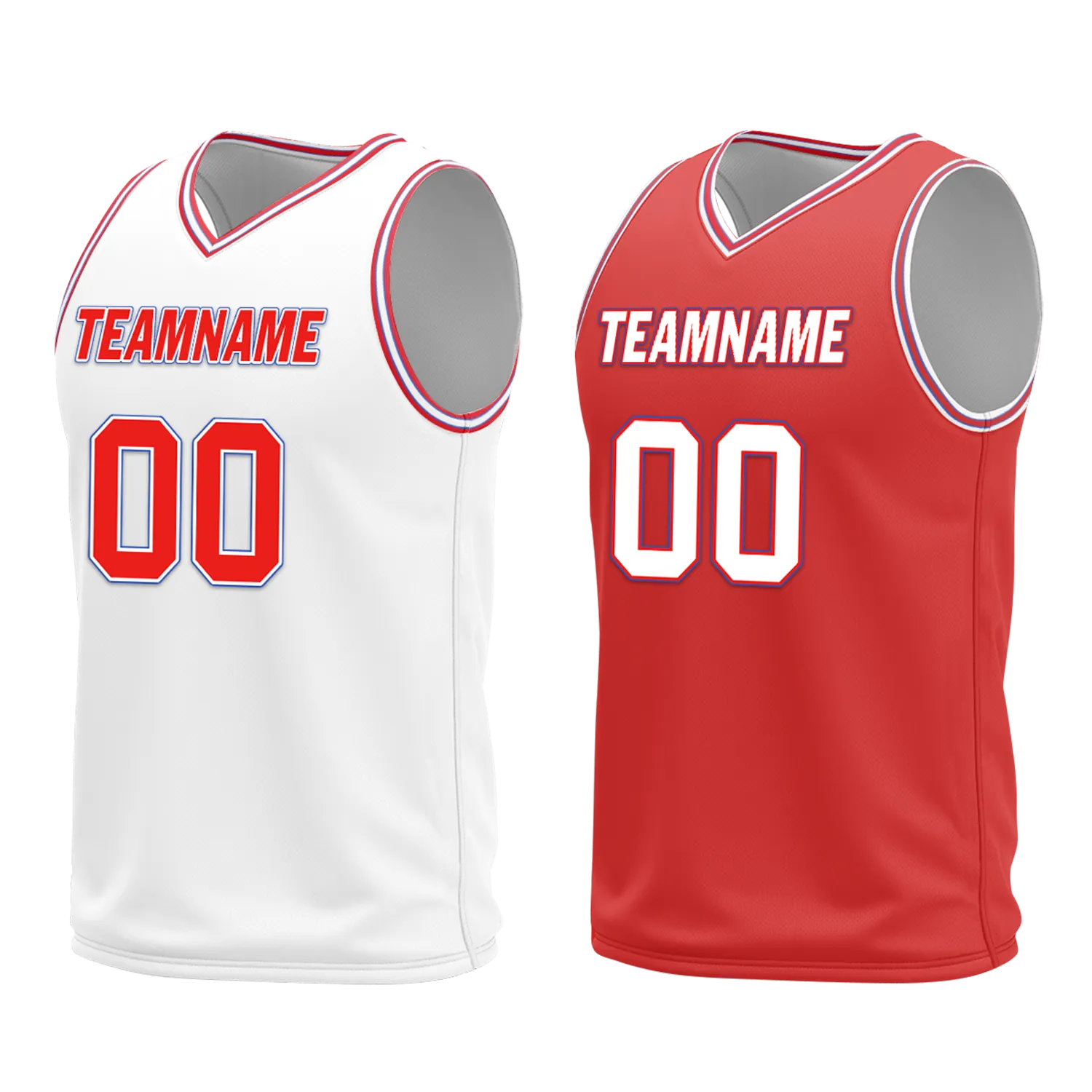 Custom White Red Classic Style Reversible Basketball Uniform Personalized BBJR-D017041