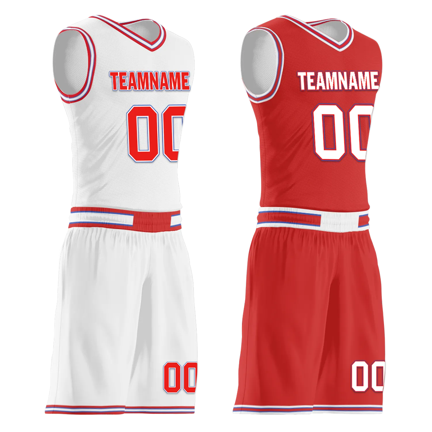 Custom White Red Classic Style Reversible Basketball Uniform Personalized BBJR-D017041