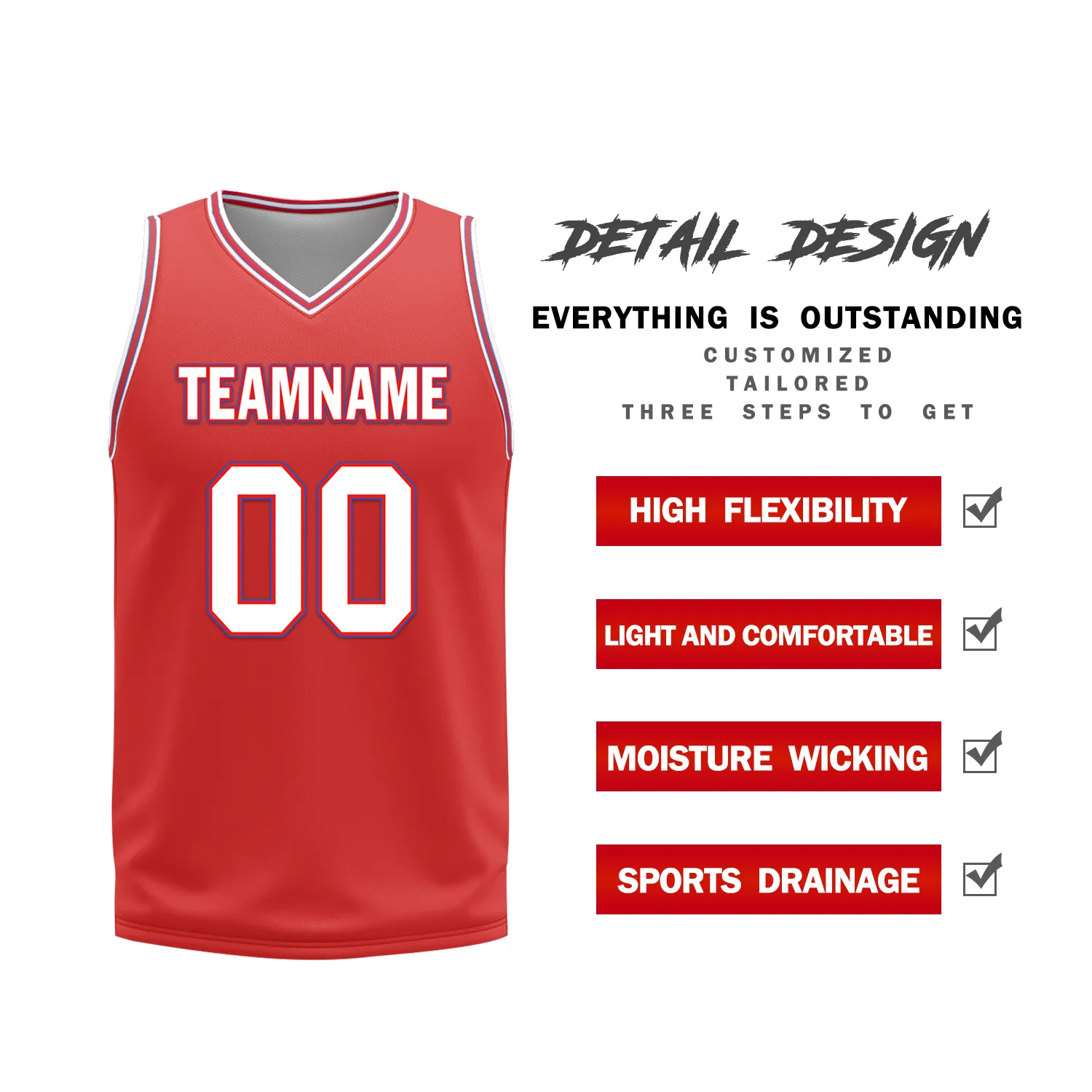 Custom White Red Classic Style Reversible Basketball Uniform Personalized BBJR-D017041