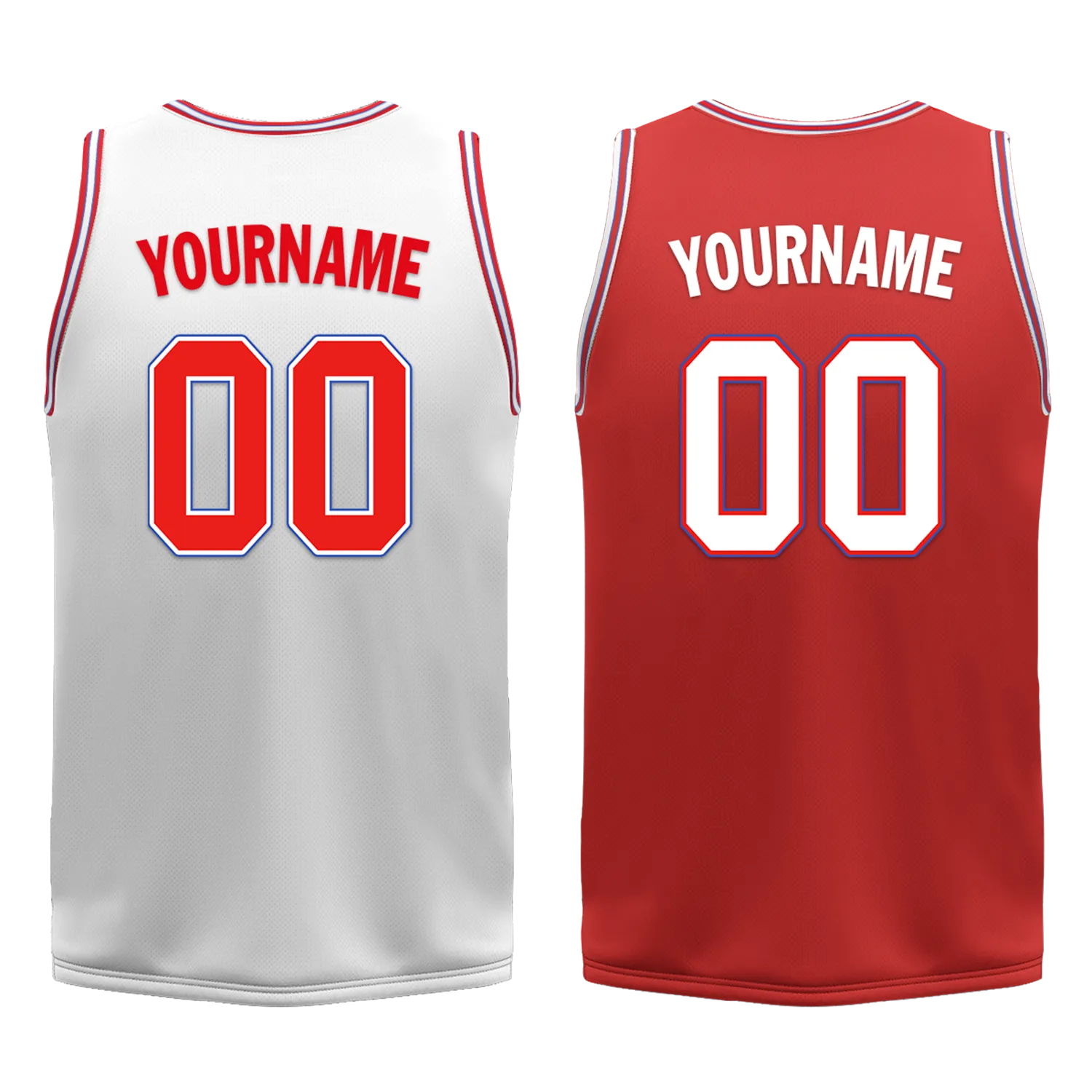 Custom White Red Classic Style Reversible Basketball Uniform Personalized BBJR-D017041