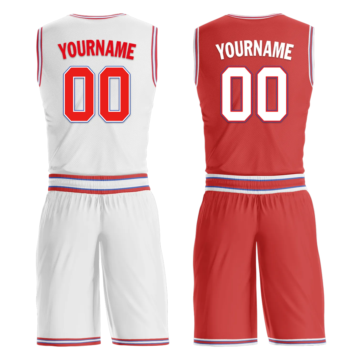 Custom White Red Classic Style Reversible Basketball Uniform Personalized BBJR-D017041