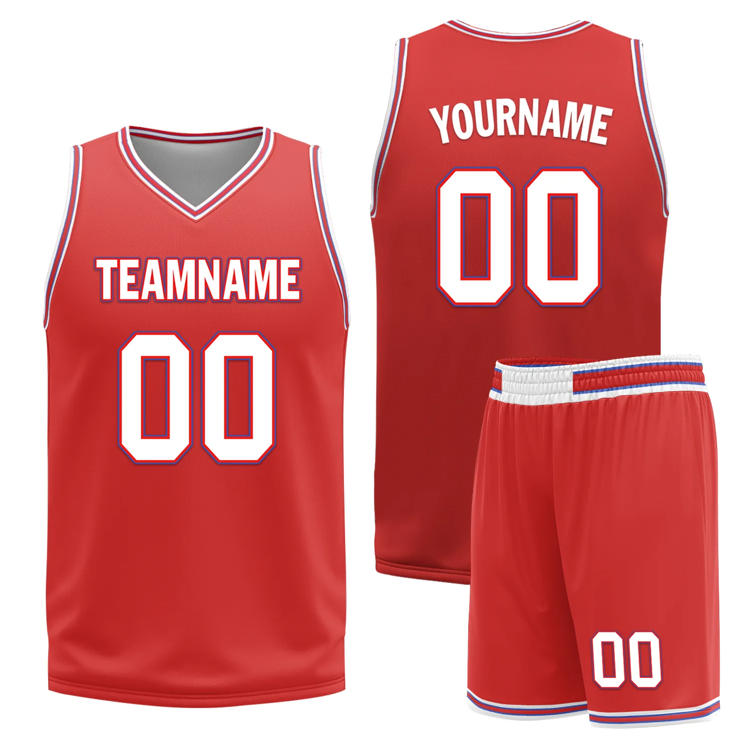 Custom White Red Classic Style Reversible Basketball Uniform Personalized BBJR-D017041