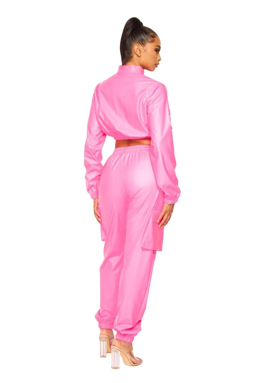 Hot & Delicious Women's Our New Me Faux Leather Cargo Jogger Pants