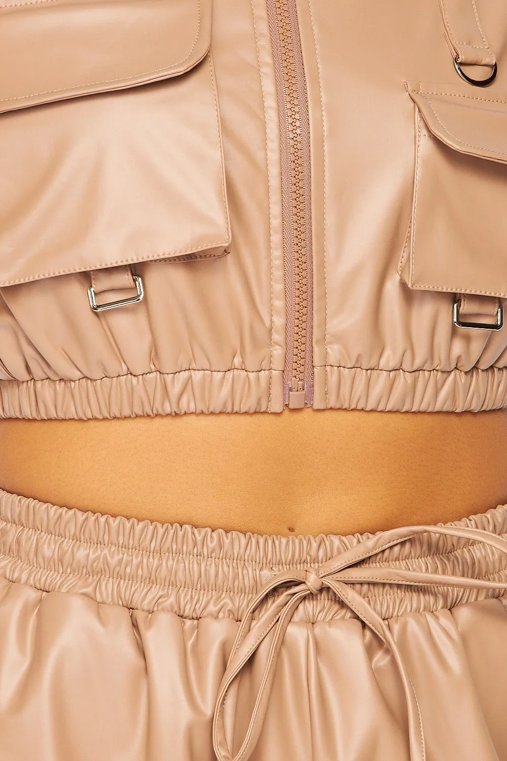 Hot & Delicious Women's Our New Me Faux Leather Cargo Jogger Pants