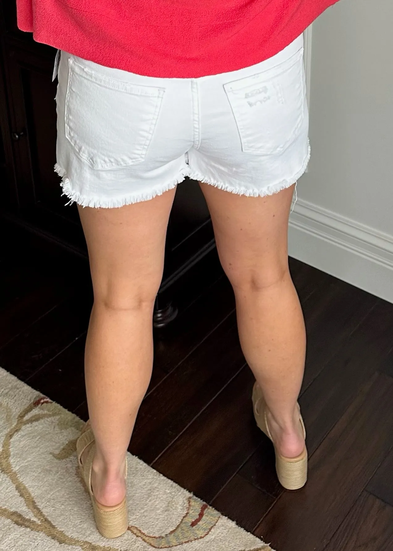 KUT Jane High Rise Short with Fray Hem - Optic White