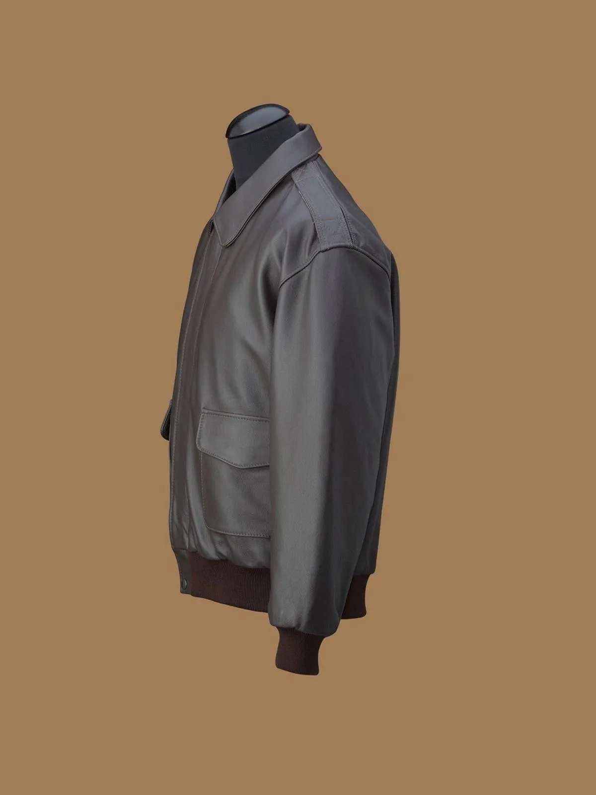 Men's Dark Brown A2 Genuine Leather Bomber Jacket