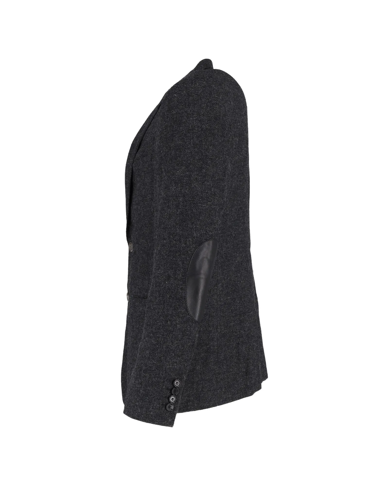 Single-Breasted Wool Blazer with Elbow Patches