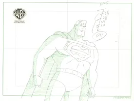 Superman the Animated Series Original Production Layout Drawing: Superman