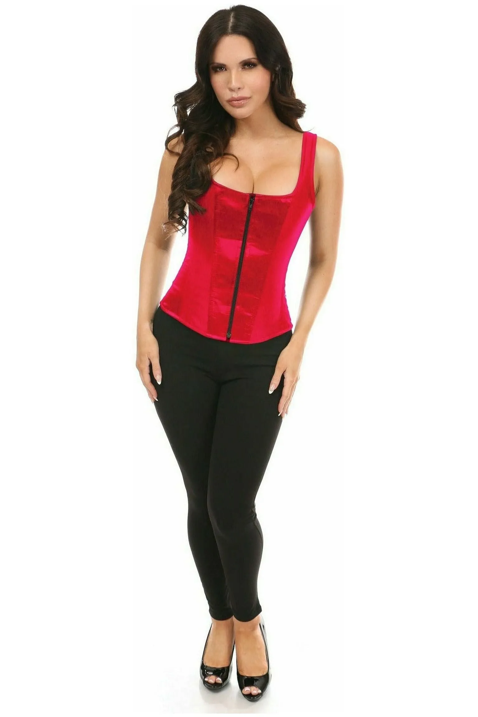 Top Drawer Red Satin Steel Boned Uniforming Corset w/Straps