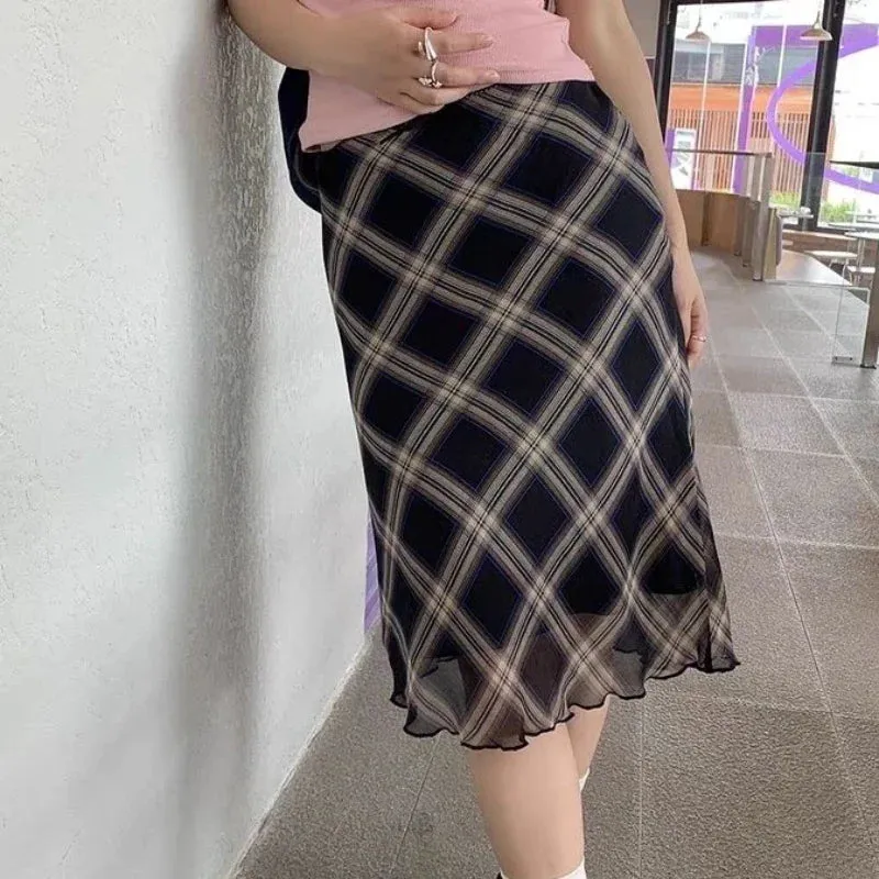 Vintage Sweet Ruffle Mid Skirt Aesthetics Tulle Skirt