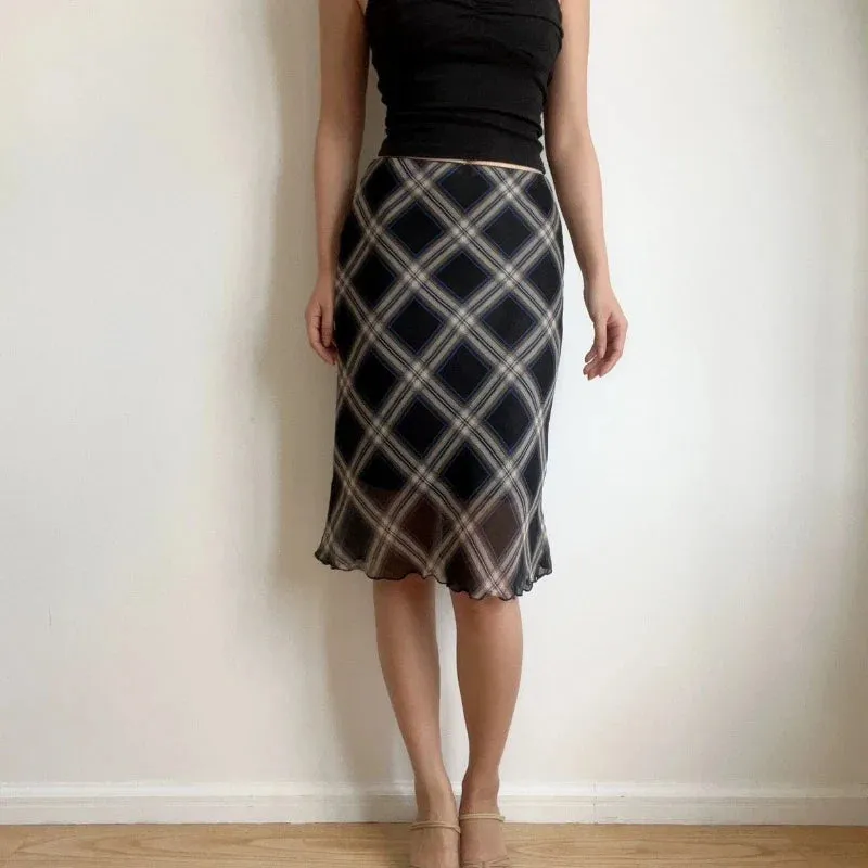 Vintage Sweet Ruffle Mid Skirt Aesthetics Tulle Skirt