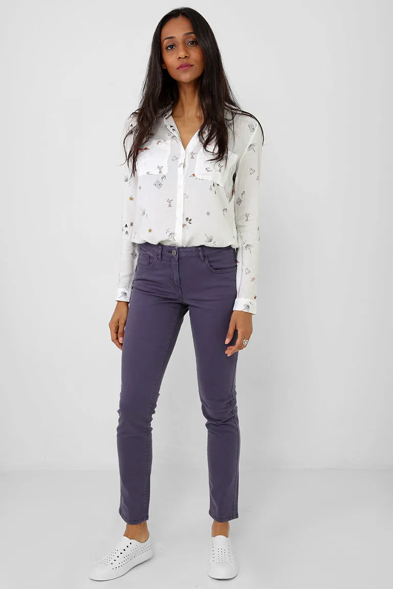 Washed Blue Mom Fit Trousers