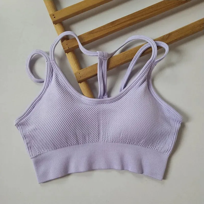 Women Sports Bra Shockproof Fitness Tops Sportswear Gym Crop Top Brassiere Push Up Sport Bras Gym Workout Top Seamless Yoga Bra
