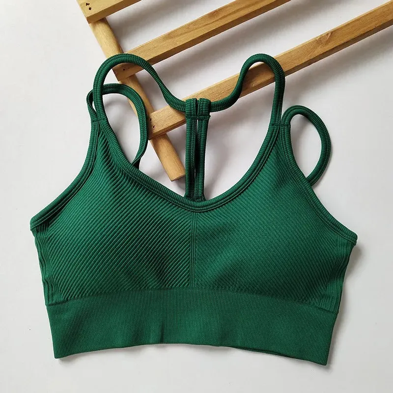 Women Sports Bra Shockproof Fitness Tops Sportswear Gym Crop Top Brassiere Push Up Sport Bras Gym Workout Top Seamless Yoga Bra