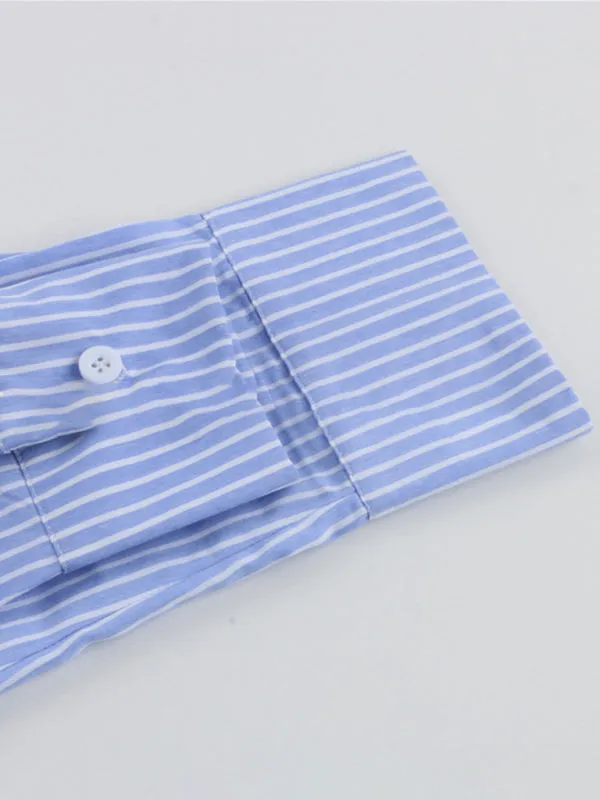 Women's casual striped shirt and shorts two-piece set