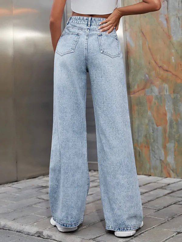 Women's Ripped High Waist Side Leg Jeans