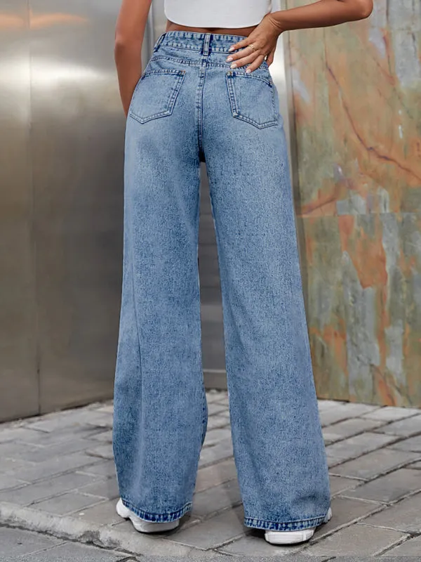 Women's Ripped High Waist Side Leg Jeans