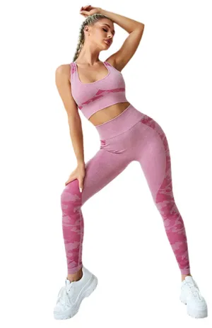 Women‘s Seamless Camo Bra with Chest Pad Yoga Set